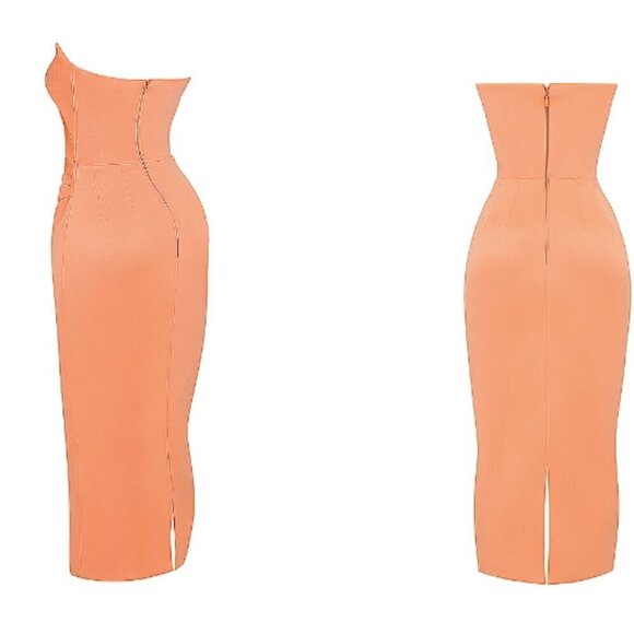 House of CB Alora Tangerine Strapless Corset Midi Dress - XS - Picture 4 of 9